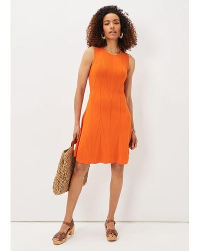 Phase Eight 's Jaya Stitch Detail Dress - Orange