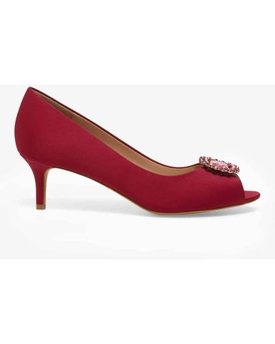 Phase Eight 's Emele Jewelled Satin Peep Toe Shoes - Red