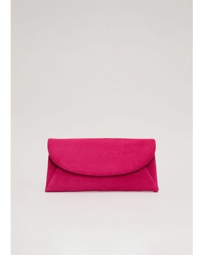 Phase Eight 's Suede Clutch Bag - Pink