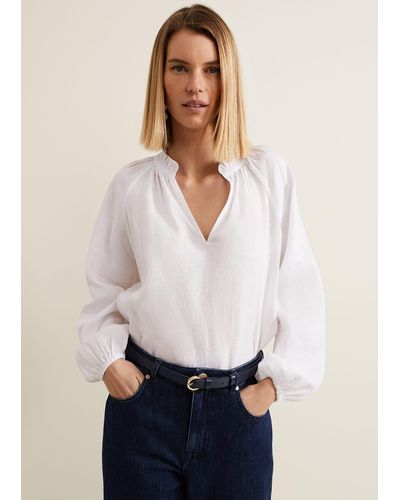 Phase Eight 's Nova Linen Blouse - White