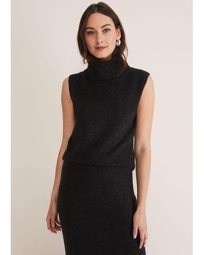 Phase Eight 's Cindy Sleeveless Knit Co-ord Top - Black
