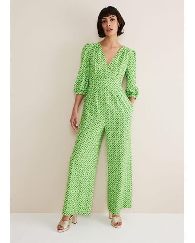 Phase Eight 's Lacey Geo Wide Leg Jumpsuit - Green