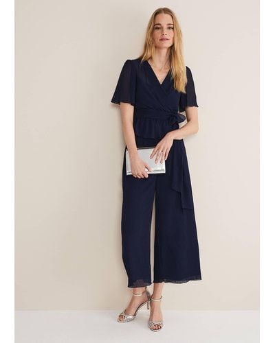 Phase Eight 's Aster Plisse Trousers Co-ord - Blue