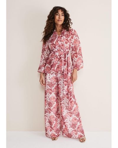 Phase Eight 's Arabella Print Trousers - Pink