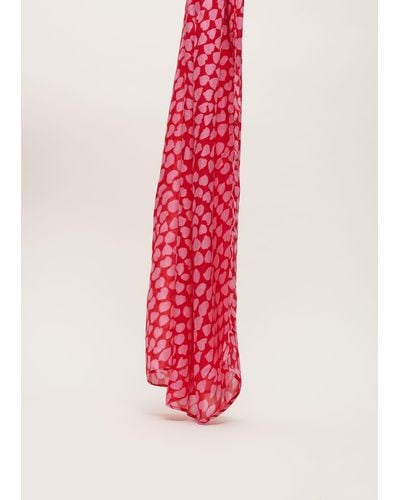 Phase Eight 's Heart Print Lightweight Scarf - Pink