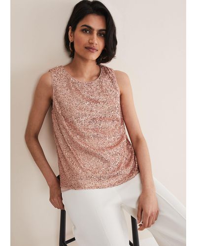 Phase Eight 's Dulcie Sequin Top - Pink