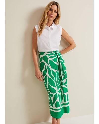 Phase Eight 's Presley Printed Skirt - Green