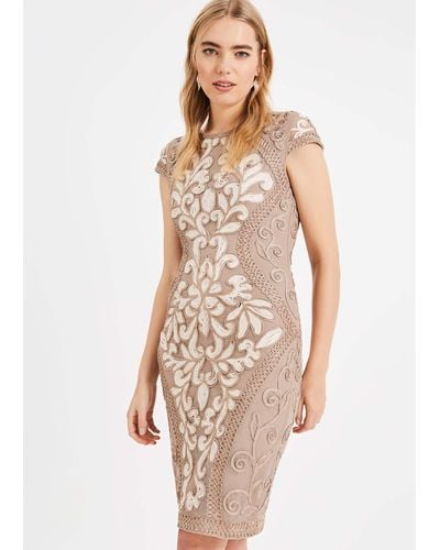 Phase Eight 's Perdy Tapework Lace Dress - Natural