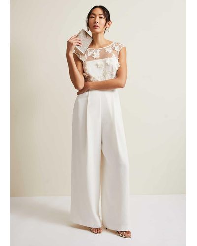 Phase Eight 's Cherie Bridal Floral Textured Jumpsuit - White