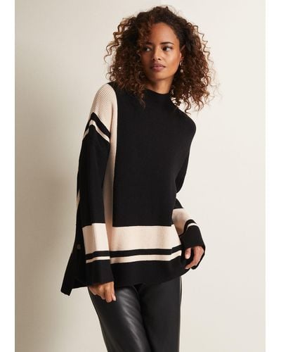 Phase Eight 's Kayleigh Striped Chunky Knit Jumper - Black