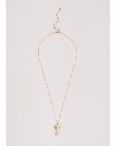 Phase Eight 's Gold Textured Disc Pendant Necklace - Natural