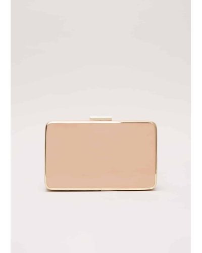Phase Eight 's Patent Box Clutch - Natural