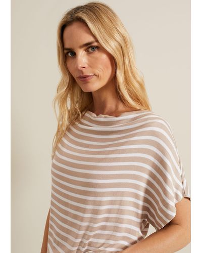Phase Eight 's Carina Stripe Cowl Neck Top - Brown