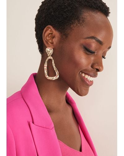 Phase Eight 's Gold Drop Earrings - Pink