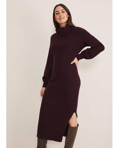 Phase Eight 's Aileen Maxi Roll Neck Knit Dress - Red