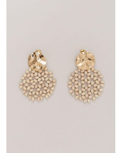 Phase Eight 's Neutral Beaded Round Earrings - Natural