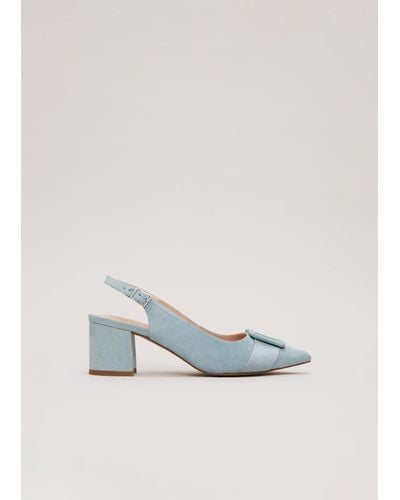 Phase Eight 's Suede Buckle Block Heel Shoe - White