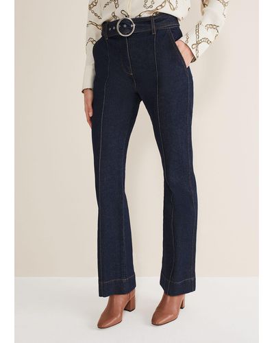 Phase Eight 's Shawna Belted Bootcut Jeans - Blue