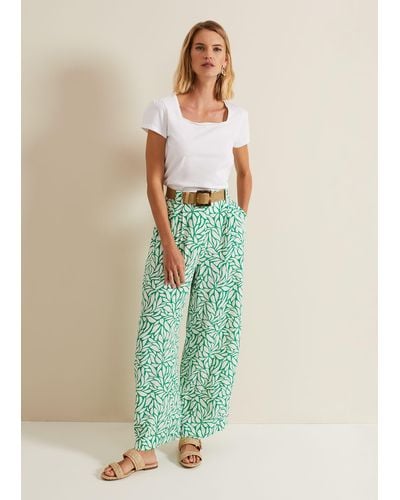 Phase Eight 's Nylah Printed Wide Leg Trousers - Green