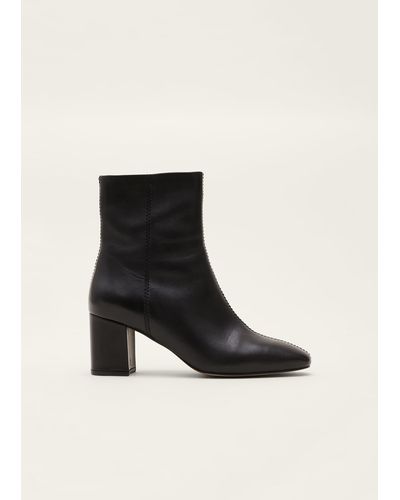 Phase Eight 's Stitched Leather Boot - Black