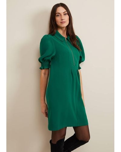 Phase Eight 's Candice Zip Swing Dress - Green