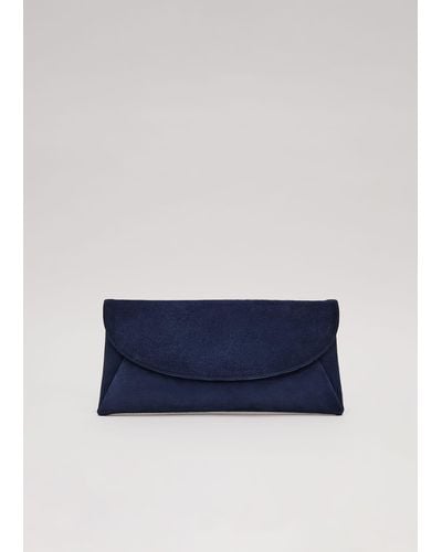 Phase Eight 's Suede Clutch Bag - Blue