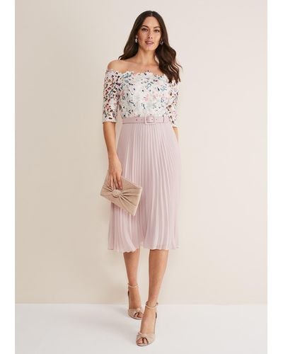 Phase Eight 's Franky Floral Lace Midi Dress - Natural