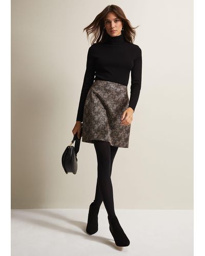 Phase Eight 's Kilah Jacquard Mini Skirt - Natural