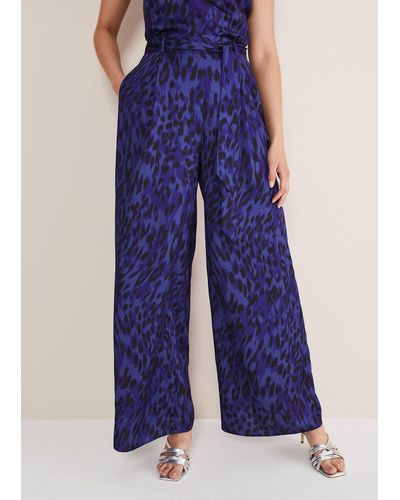 Phase Eight 's Coletta Leopard Print Trousers - Blue