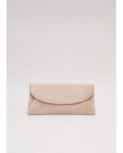 Phase Eight 's Suede Clutch Bag - Natural