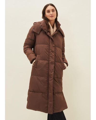 Phase Eight 's Shona Midi Quilted Puffer Coat - Brown