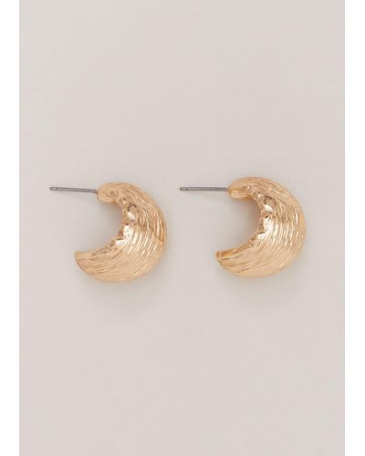 Phase Eight 's Textured Huggie Hoop Earrings - Natural