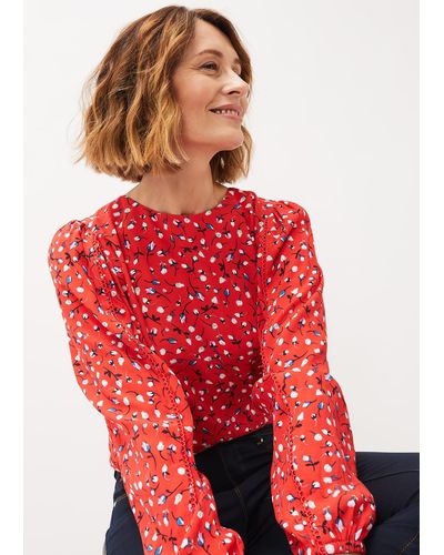 Phase Eight 's Alexandra Ditsy Floral Print Blouse - Red