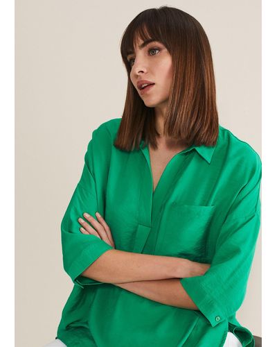 Phase Eight 's Cynthia Longline Shirt - Green