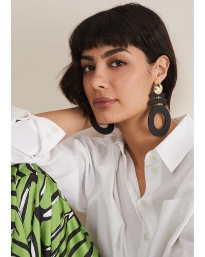 Phase Eight 's Black Abstract Drop Earrings