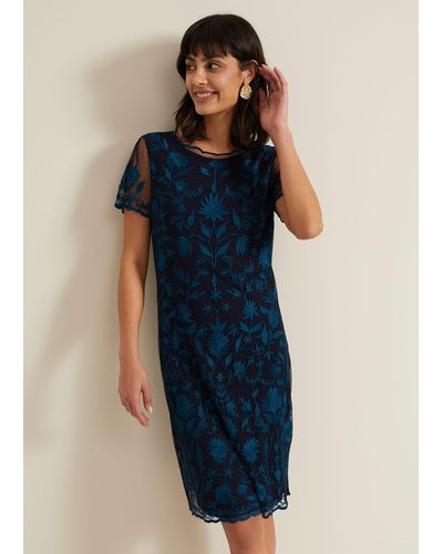 Phase Eight 's Shelby Embroidered Dress - Blue