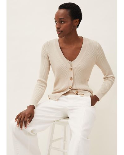 Phase Eight 's Caryl Ribbed Cardigan - Natural