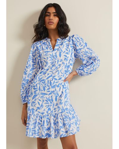 Phase Eight 's Hermoine Cotton Swing Dress - Blue