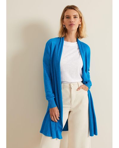 Phase Eight 's Louise Linen Longline Cardigan - Blue