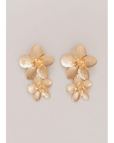 Phase Eight 's Gold Large Flower Drop Earrings - Natural