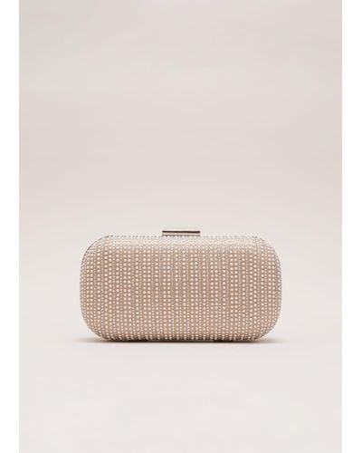 Phase Eight 's Pearl Embellished Box Clutch - Natural