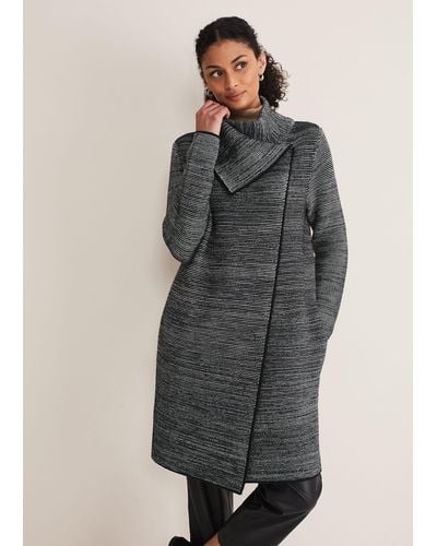 Phase Eight 's Talia Tweed Knit Coat - Grey