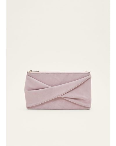 Phase Eight 's Latte Suede Clutch Bag - Purple