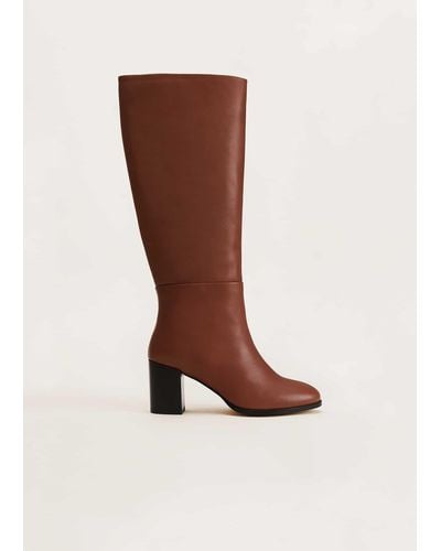 Phase Eight 's Jordan Tan Leather Long Knee Boots - Multicolour