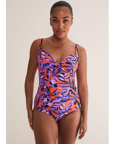 Phase Eight 's Leaf Print Swimsuit - Red