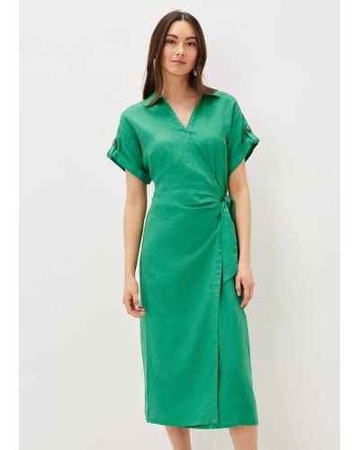 Phase Eight 's Yasse Linen Wrap Midi Dress - Green