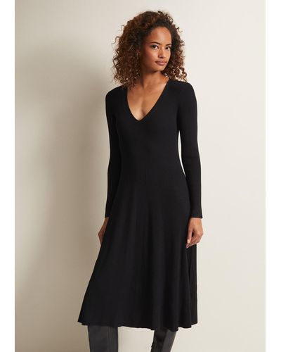 Phase Eight 's Amberlyn Black Fit And Flare Midi Dress