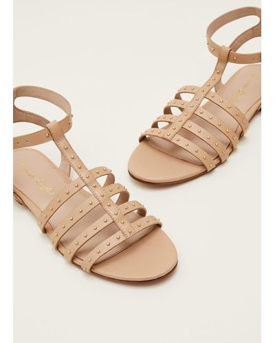 Phase Eight 's Gladiator Leather Flat Sandals - Natural