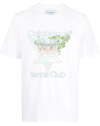 CASABLANCA Tennis Club Graphic-print Organic-cotton T-shirt X - Multicolor
