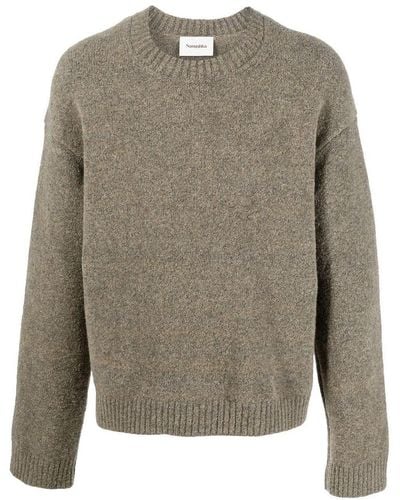 Nanushka Loki Compact Boucle Crew Neck Sweater Moss